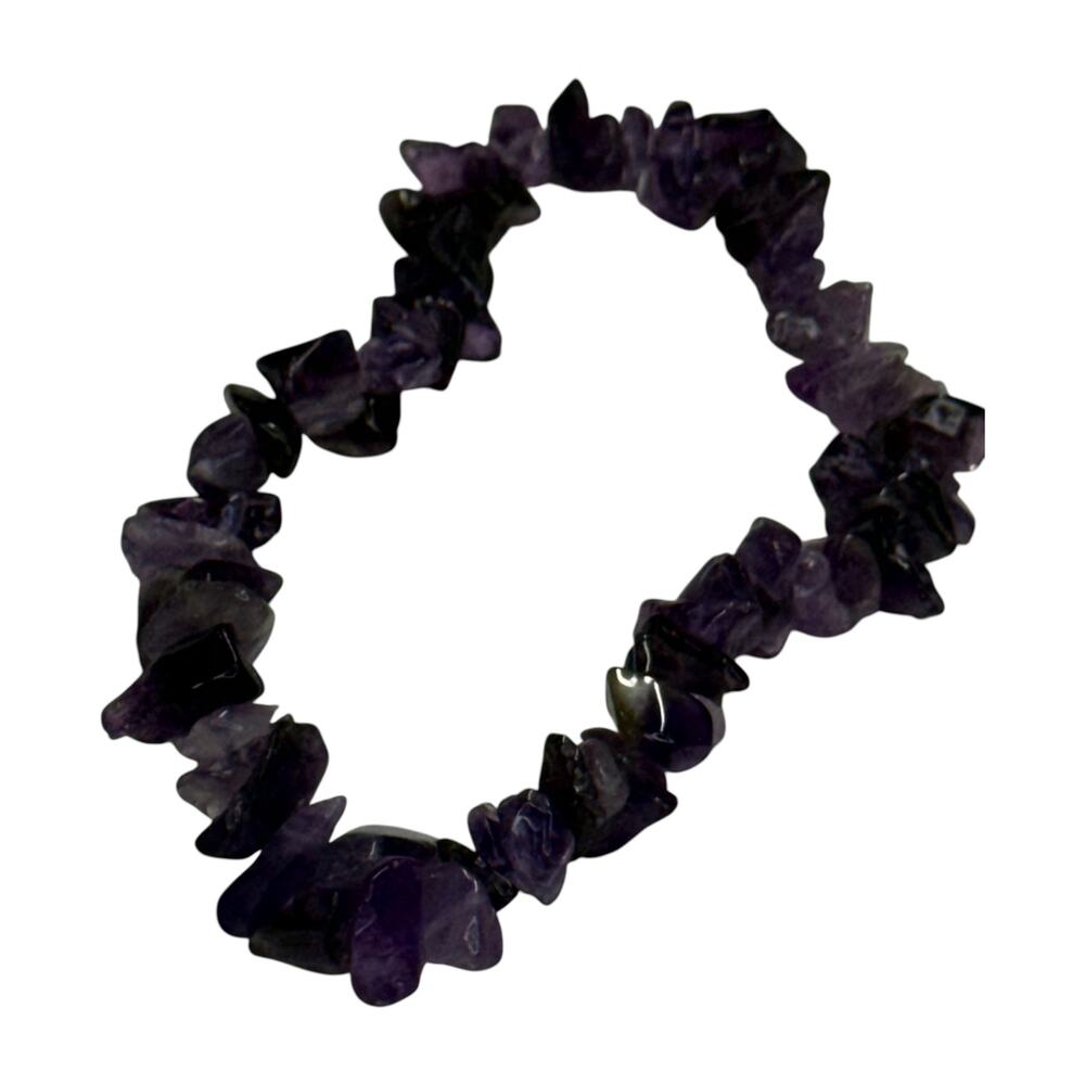 Natural Amethyst Chip Crystal Stretch Bracelet Purple Healing Stone - Picture 6 of 6